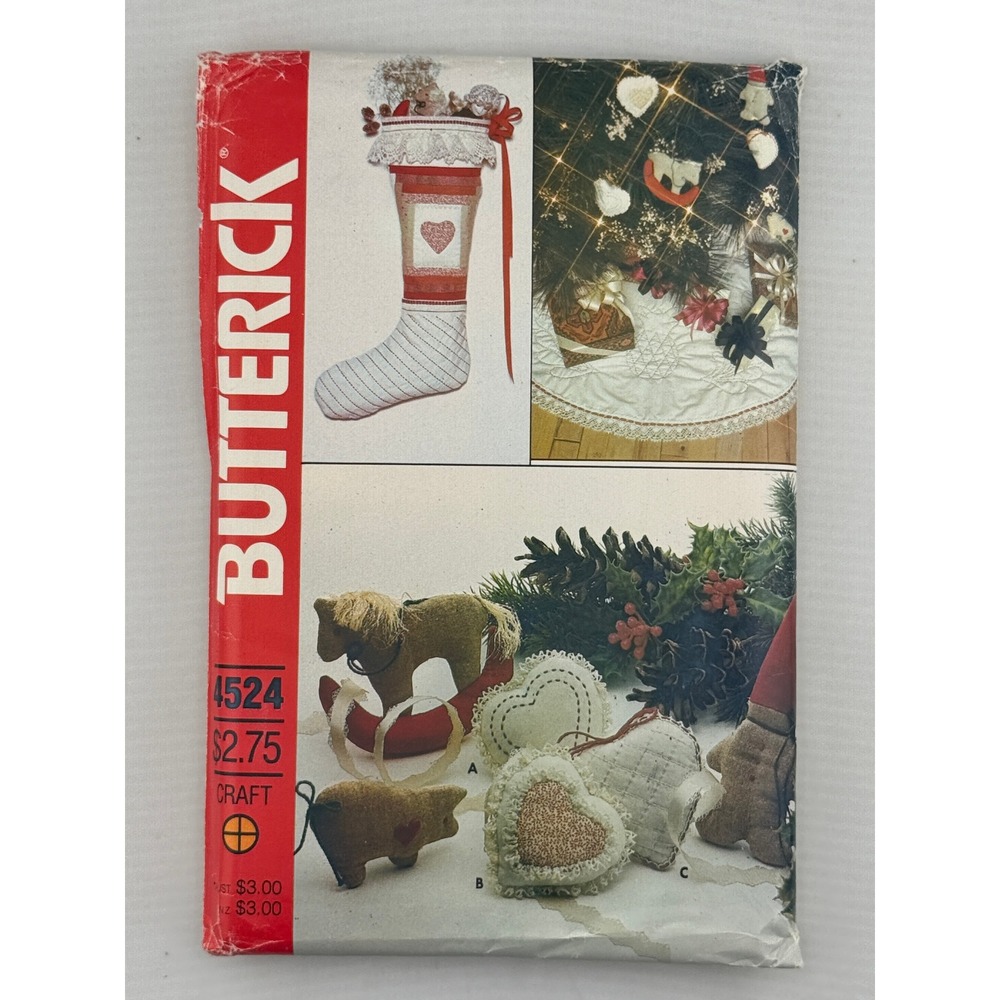 Butterick 4524 Christmas Sewing Pattern Good Uncut Craft Decor